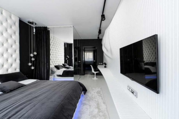 Siyah Beyaz Yatak Odası Tasarımı